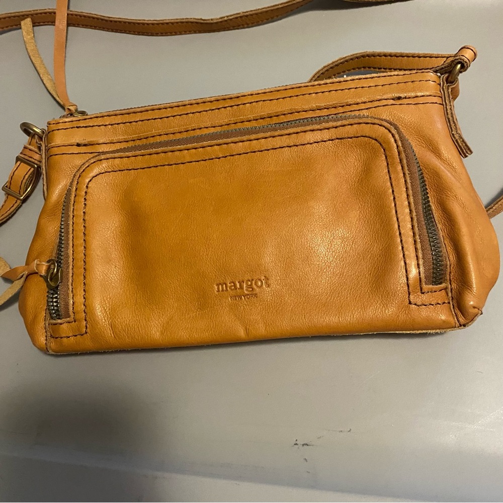 Margot New York Tan Leather Crossbody Bag